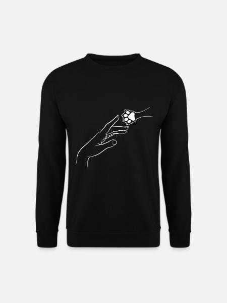Eine menschliche Hand und eine Hund Pfote Hunde - Unisex Pullover - Schwarz