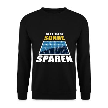 Mit der Sonne sparen - Photovoltaik - Unisex Pullover - Schwarz - Vorne - Alina (178cm) & Michal (187cm)