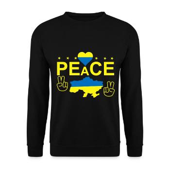 Love Peace Free Ukraine Flag - Unisex Sweatshirt - black - Front - Alina (178cm) & Michal (187cm)