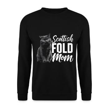 Katze Scottish Fold Geschenk - Unisex Pullover - Schwarz - Vorne - Alina (178cm) & Michal (187cm)
