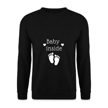 Baby inside! Geschenk Geschenkidee - Unisex Pullover - Schwarz - Vorne - Alina (178cm) & Michal (187cm)