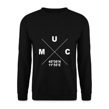 Stylisches München Shirt Koordinaten MUC Geschenk - Unisex Pullover - Schwarz - Vorne - Alina (178cm) & Michal (187cm)