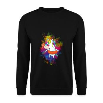Idée de cadeau cadeau coloré Licorne coloré - Sweat-shirt Unisexe - noir - Devant - Alina (178cm) & Michal (187cm)