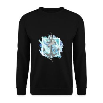 Ancre bateau lac mer bleu idée cadeau cadeau - Sweat-shirt Unisexe - noir - Devant - Alina (178cm) & Michal (187cm)