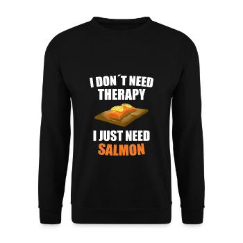 Lachs - Unisex Pullover - Schwarz - Vorne - Alina (178cm) & Michal (187cm)