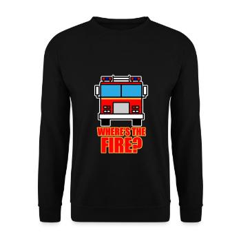 Camion de pompier drôle Où est le feu enfants enfants - Sweat-shirt Unisexe - noir - Devant - Alina (178cm) & Michal (187cm)