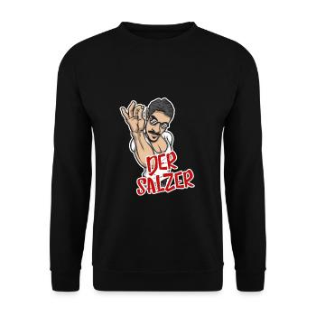 Der Salzer | Grillmeister Tshirt - Unisex Pullover - Schwarz - Vorne - Alina (178cm) & Michal (187cm)