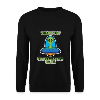 Thank you Believer UFO Alien Women Men Kids - Unisex Sweatshirt - black - Front - Alina (178cm) & Michal (187cm)