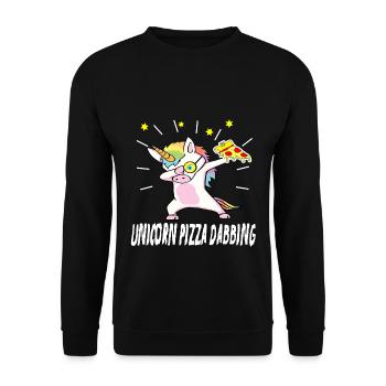 unicorn dab licorne pizza idée de cadeau - Sweat-shirt Unisexe - noir - Devant - Alina (178cm) & Michal (187cm)