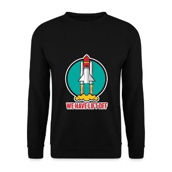 Space Space Shuttle Have lift off ladies mens - Unisex Sweatshirt - black - Front - Alina (178cm) & Michal (187cm)