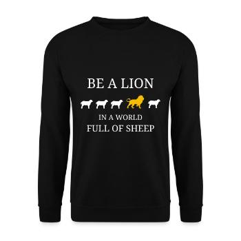 BE A LION IN A WORLD FULL OF SHEEP - Unisex Sweatshirt - black - Front - Alina (178cm) & Michal (187cm)