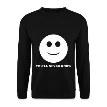 SMILE GRUSELY EVIL FUNNY FUNNY HUMOR IRONY (W) - Unisex Sweatshirt - black - Front - Alina (178cm) & Michal (187cm)