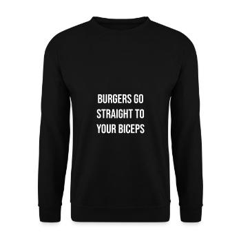 Les hamburgers vont droit au biceps - Sweat-shirt Unisexe - noir - Devant - Alina (178cm) & Michal (187cm)