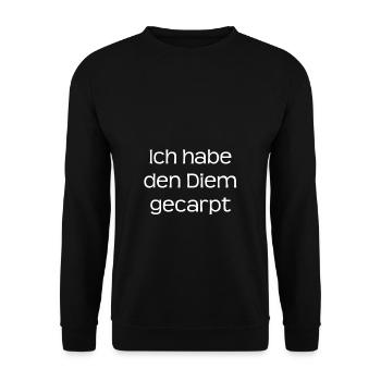 Ich habe den Diem gecarpt - Unisex Pullover - Schwarz - Vorne - Alina (178cm) & Michal (187cm)