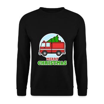 Firefighters for Christmas - Firetruck with Tann - Unisex Sweatshirt - black - Front - Alina (178cm) & Michal (187cm)