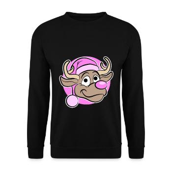 Christmas in Pink - Reindeer in Pink - Unisex Sweatshirt - black - Front - Alina (178cm) & Michal (187cm)