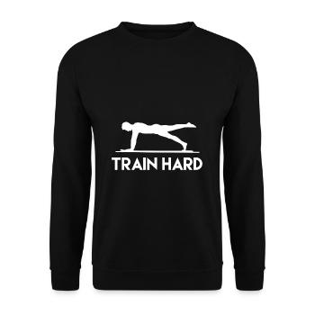 Train Hard Training Workout Calisthenics - Unisex Sweatshirt - black - Front - Alina (178cm) & Michal (187cm)