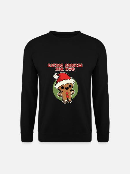 Weihnachten für Schwangere, Eating Cookies for Two - Unisex Pullover - Schwarz