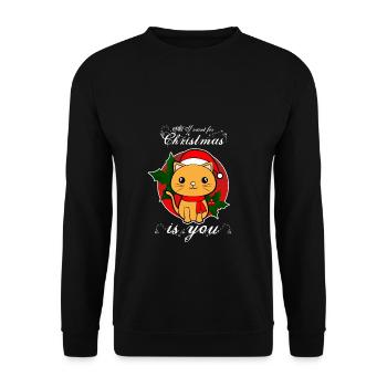 Cats for Christmas - All I want for Christmas - Unisex Sweatshirt - black - Front - Alina (178cm) & Michal (187cm)