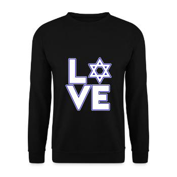 Jewish Hanukkah with Star of David - Love - Unisex Sweatshirt - black - Front - Alina (178cm) & Michal (187cm)