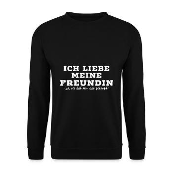 Freund Paar lustige Sprüche Liebe - Unisex Pullover - Schwarz - Vorne - Alina (178cm) & Michal (187cm)