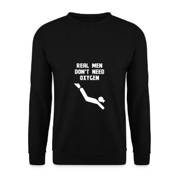 Echte Männer brauchen keinen Sauerstoff - Unisex Pullover - Schwarz - Vorne - Alina (178cm) & Michal (187cm)