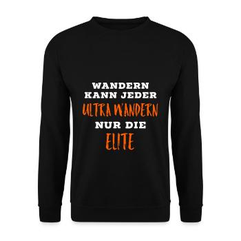 Ultra Wandern Elite lustige Sprüche - Unisex Pullover - Schwarz - Vorne - Alina (178cm) & Michal (187cm)