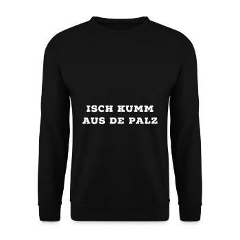 Isch kumm aus de pfalz lustige Sprüche Pfalz - Unisex Pullover - Schwarz - Vorne - Alina (178cm) & Michal (187cm)