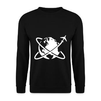 Weltkugel Flugzeug Reise - Unisex Pullover - Schwarz - Vorne - Alina (178cm) & Michal (187cm)