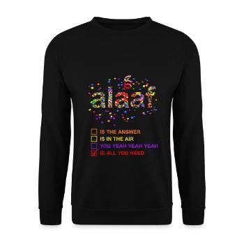 Alaaf Is All You Need Karneval Konfetti Kostüm Fun - Unisex Pullover - Schwarz - Vorne - Alina (178cm) & Michal (187cm)