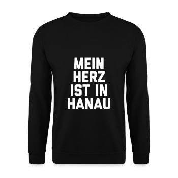 Mein Herz ist in Hanau - Unisex Pullover - Schwarz - Vorne - Alina (178cm) & Michal (187cm)