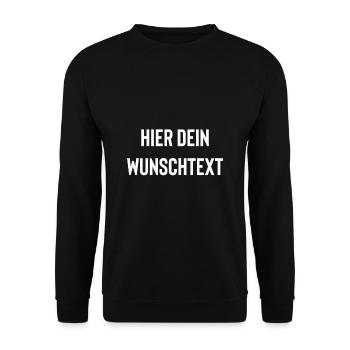 Wunschtext zum selbst drucken - Unisex Pullover - Schwarz - Vorne - Alina (178cm) & Michal (187cm)