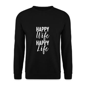 Happy Wife happy life - Unisex Pullover - Schwarz - Vorne - Alina (178cm) & Michal (187cm)