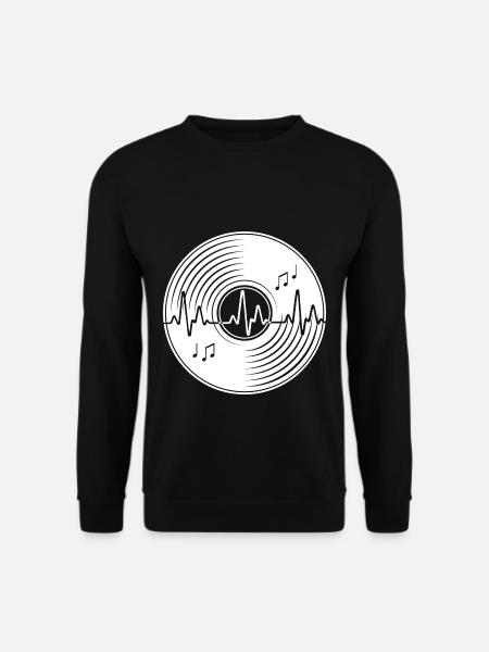 Vinyl Herzschlag Vintage Schallplatte Puls Musik G - Unisex Pullover - Schwarz