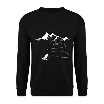 Montagne - Ligne sinueuse - Ski - (6) - Sweat-shirt Unisexe - noir - Devant - Alina (178cm) & Michal (187cm)
