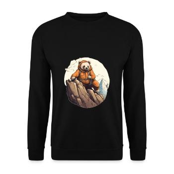 Süßer niedlicher Berg Bär mit Outdoor Jacke - Unisex Pullover - Schwarz - Vorne - Alina (178cm) & Michal (187cm)