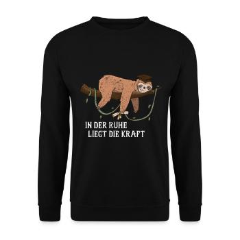 In der Ruhe liegt die Kraft Faultier Studenten - Unisex Pullover - Schwarz - Vorne - Alina (178cm) & Michal (187cm)