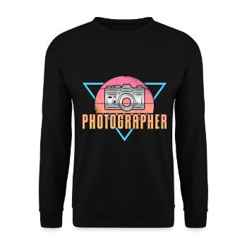 Photography Camera Lens Retro - Unisex Pullover - Schwarz - Vorne - Alina (178cm) & Michal (187cm)