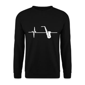 Saxophone Heartbeat Instrument Musical - Sweat-shirt Unisexe - noir - Devant - Alina (178cm) & Michal (187cm)