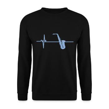 Saxophone Heartbeat Instrument Musical - Sweat-shirt Unisexe - noir - Devant - Alina (178cm) & Michal (187cm)