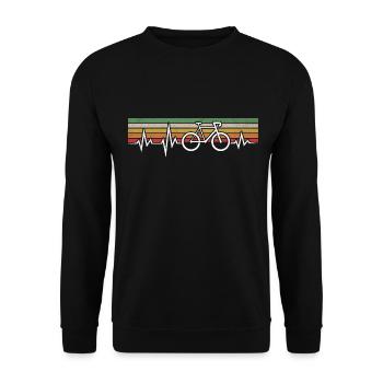 RETRO HEARTBEAT CYCLING ROAD BIKE CYCLIST - Unisex Sweatshirt - black - Front - Alina (178cm) & Michal (187cm)