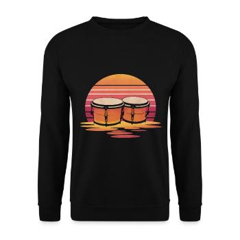 Bongo Musik Geschenk - Unisex Pullover - Schwarz - Vorne - Alina (178cm) & Michal (187cm)