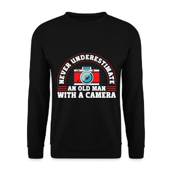 Photography Camera Lens Never - Unisex Pullover - Schwarz - Vorne - Alina (178cm) & Michal (187cm)