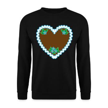 05 Lebkuchenherz Blumchen Dein Text Wunschtext - Unisex Pullover - Schwarz - Vorne - Alina (178cm) & Michal (187cm)