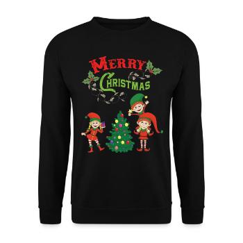 Christmas Elf Elf Christmas Christmas Xmas - Unisex Sweatshirt - black - Front - Alina (178cm) & Michal (187cm)