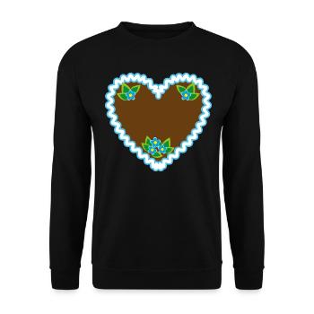 72 Lebkuchenherz Dein Text Blumen - Unisex Pullover - Schwarz - Vorne - Alina (178cm) & Michal (187cm)