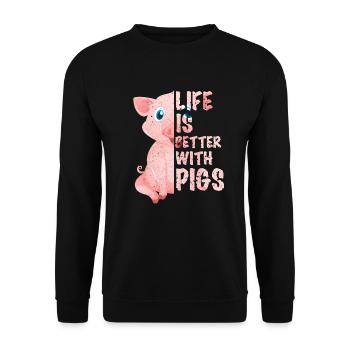 porc - Sweat-shirt Unisexe - noir - Devant - Alina (178cm) & Michal (187cm)