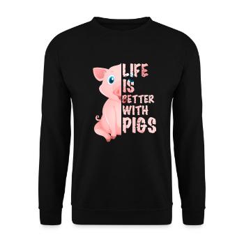 Cochon cochon cochon cadeau de truie - Sweat-shirt Unisexe - noir - Devant - Alina (178cm) & Michal (187cm)