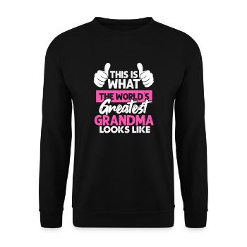 Großmutter Oma Grossmutter Enkel Mutter Geschenk - Unisex Pullover - Schwarz - Vorne - Alina (178cm) & Michal (187cm)