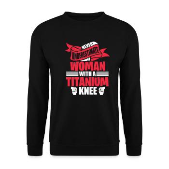 Knee surgery grandma grandmother titanium OP patient - Unisex Sweatshirt - black - Front - Alina (178cm) & Michal (187cm)
